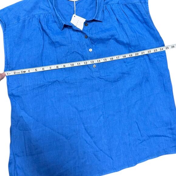 Neu Nomads Royal Blue Berkeley Blouse - 100% Linen - NWT - Size Medium - Picture 4 of 4